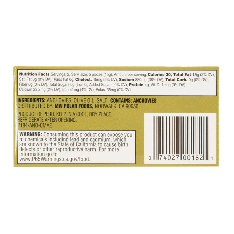 Load image into Gallery viewer, Flat Fillets of Anchovies in Pure Olive Oil - 2 oz - Multiple Pack Sizes - Polar
