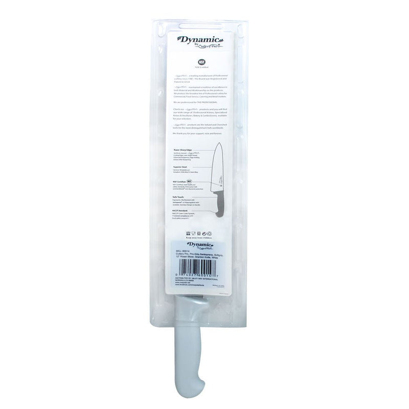 Load image into Gallery viewer, Dynamic Pro-Grip - Santoprene Softgrip - 12" Roast Slicer Granton Knife - White - Polar
