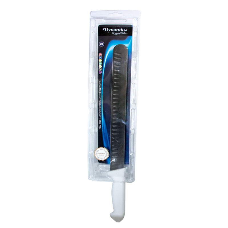 Load image into Gallery viewer, Dynamic Pro-Grip - Santoprene Softgrip - 12" Roast Slicer Granton Knife - White - Polar
