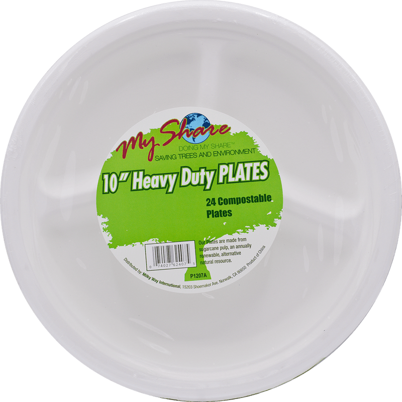 Load image into Gallery viewer, My Share Biodegradable Heavy Duty Plates - 3-Section Plates - 10" - 24 Count - Multiple Pack Sizes - Polar
