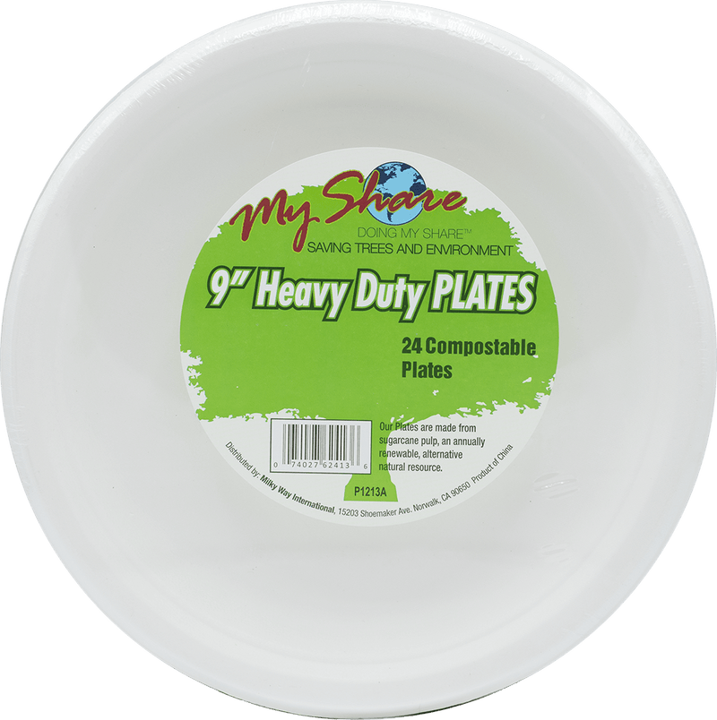 Load image into Gallery viewer, My Share Biodegradable 9&quot; Plates, Heavy Duty- 24 Count (Pack of 4 or 12) - Polar
