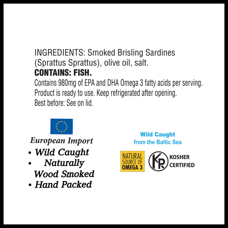Load image into Gallery viewer, Brisling Sardines Smoked in Olive Oil in Glass Jar - 6.5 oz - 12 Pack
