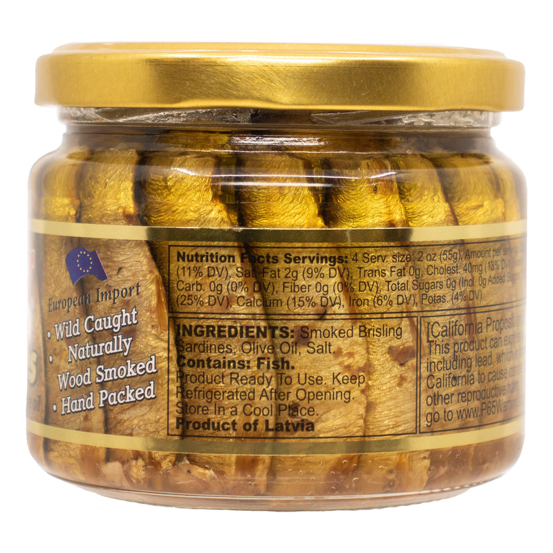 Load image into Gallery viewer, Polar Smoked Brisling Sardines in Olive Oil in Jar 3/9.5oz - 3 Pack
