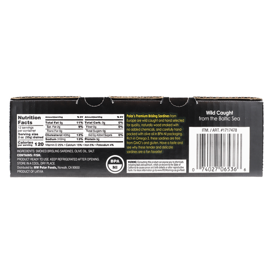 Polar Smoked Brisling Sardines in Olive Oil in Jar 3/9.5oz - 3 Pack