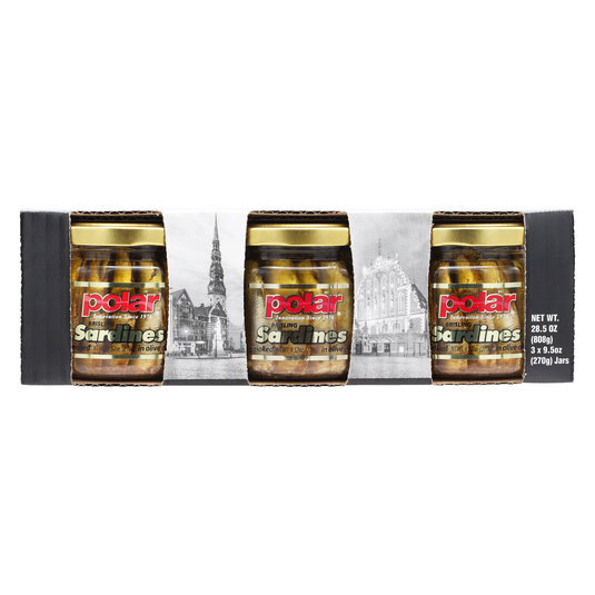Polar Smoked Brisling Sardines in Olive Oil in Jar 3/9.5oz - 3 Pack