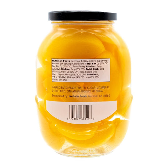 Peaches in Light Syrup with Cinnamon - 20 oz - 6 Pack - Polar