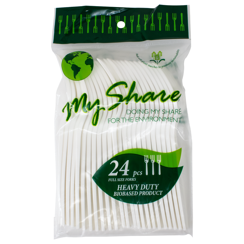 Load image into Gallery viewer, My Share Disposable PSM Cornstarch Jumbo Forks 24 count (Pack of 1, 6, or 48)
