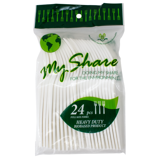 My Share Disposable PSM Cornstarch Jumbo Forks 24 count (Pack of 1, 6, or 48)