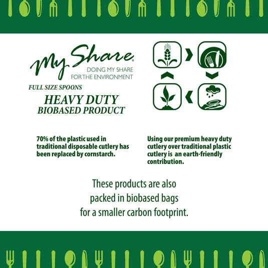 My Share Disposable PSM Cornstarch Jumbo Spoons 24 count (Pack of 1, 6, or 48) - Polar