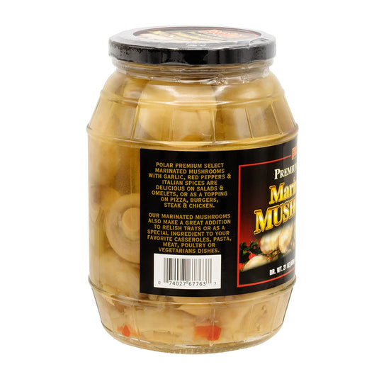 Premium Whole Marinated Mushrooms - 35 oz Glass Jar - 2 Pack