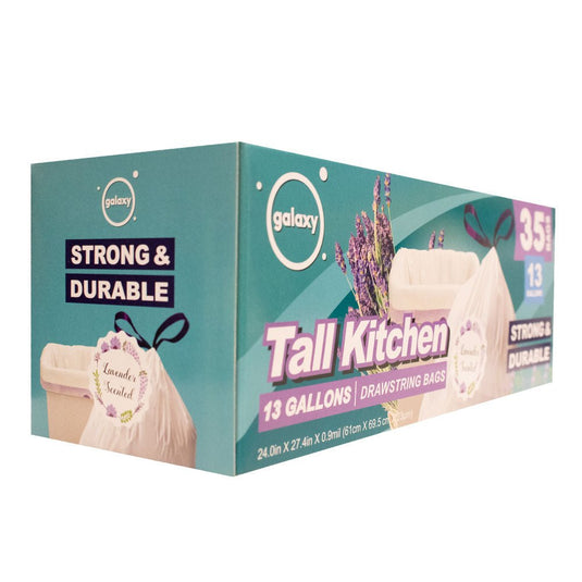Tall Kitchen Drawstring Trash Bag - 13 Gallon - Lavender Scent - Multiple Pack Sizes - Polar