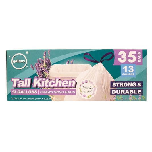 Tall Kitchen Drawstring Trash Bag - 13 Gallon - Lavender Scent - Multiple Pack Sizes - Polar