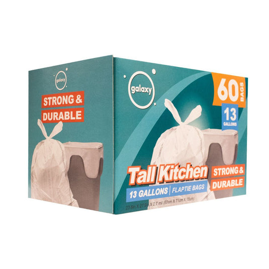 Tall Kitchen Flap Tie Thrash Bag - Multiple Pack Sizes - Polar