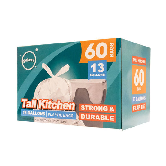Tall Kitchen Flap Tie Thrash Bag - Multiple Pack Sizes - Polar