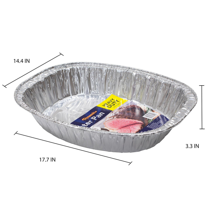 Load image into Gallery viewer, Dynamic Heavy Duty Aluminum Oval Roaster Pan - Tray Size 17.7" x 14.4" x 3.3" – 24 Pack - Polar
