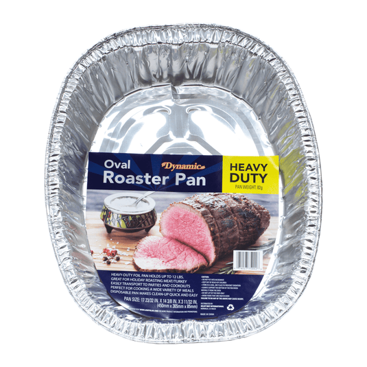 Dynamic Heavy Duty Aluminum Oval Roaster Pan - Tray Size 17.7
