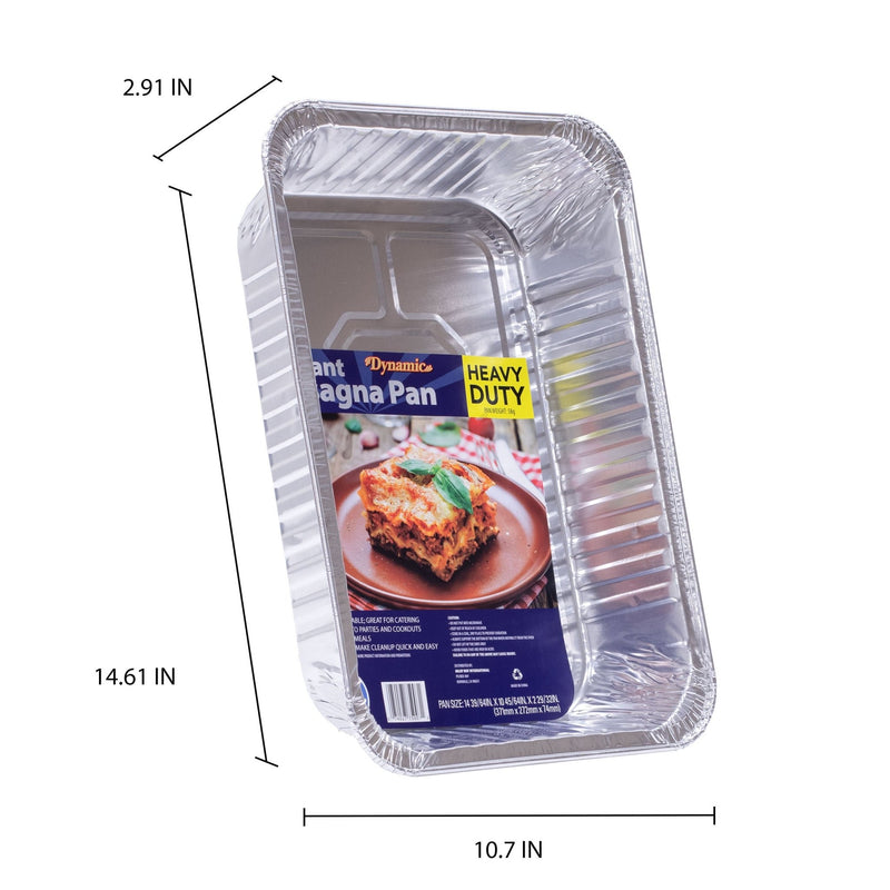 Load image into Gallery viewer, Dynamic Heavy Duty Aluminum Giant Lasagna Pans - 14.61" x 10.7" x 2.91“ – 60 Pack - Polar
