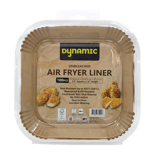 Dynamic Unbleached Parchment Paper Air Fryer Liners, 100 Sheets (Pack of 1 or 16) - Polar