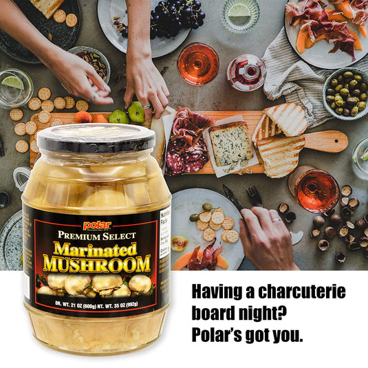 Premium Whole Marinated Mushrooms - 35 oz Glass Jar - 2 Pack