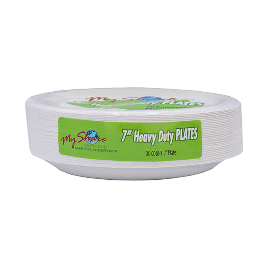 My Share Biodegradable 7" Plates, Heavy Duty, 30 Count (Pack of 4 or 12) - Polar