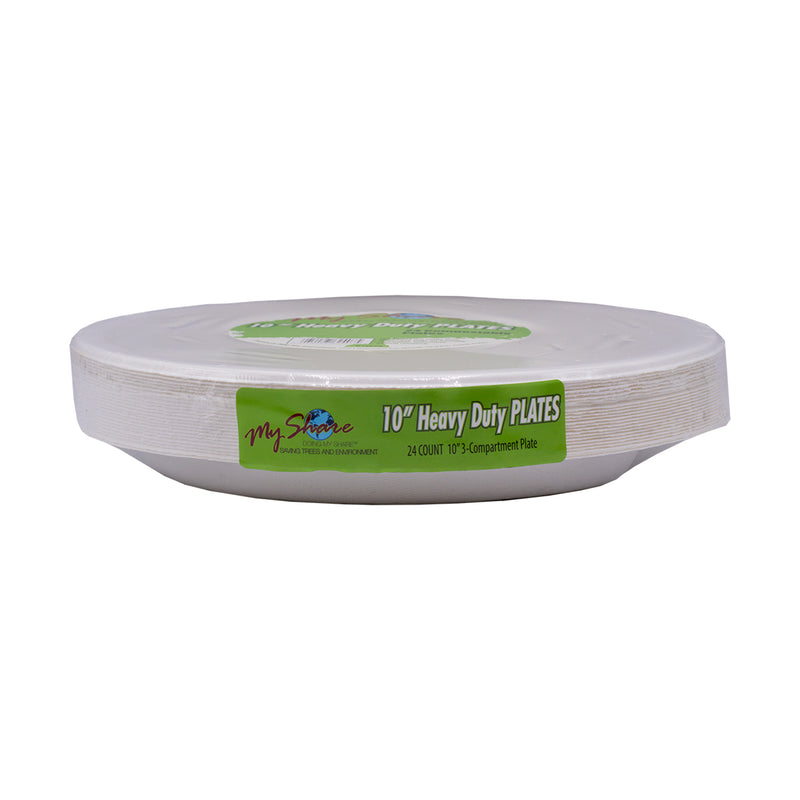 Load image into Gallery viewer, My Share Biodegradable Heavy Duty Plates - 3-Section Plates - 10" - 24 Count - Multiple Pack Sizes - Polar
