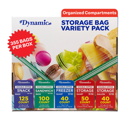 Dynamic Pre Organized Variety Pack Food Storage Bags 355 ct (Pack of 1 or 3) - Polar