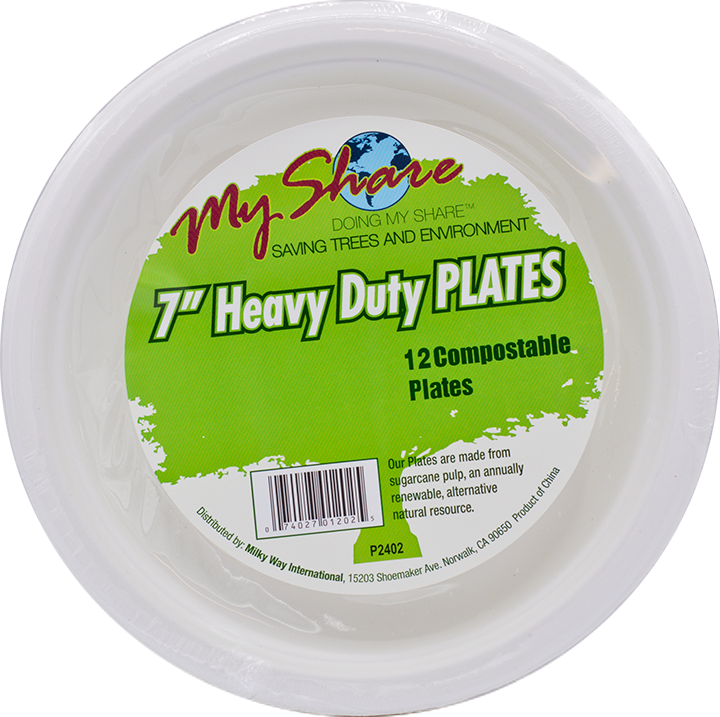 Load image into Gallery viewer, My Share Biodegradable 7&quot; Plates, Heavy Duty- 12 Count (Pack of 4 or 24) - MWPolar
