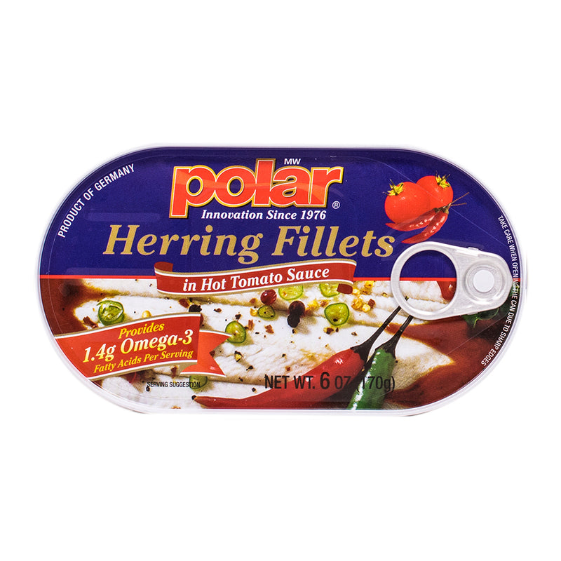 Load image into Gallery viewer, Polar Herring in Hot Tomato Sauce 6oz (Pack of 14) - MWPolar
