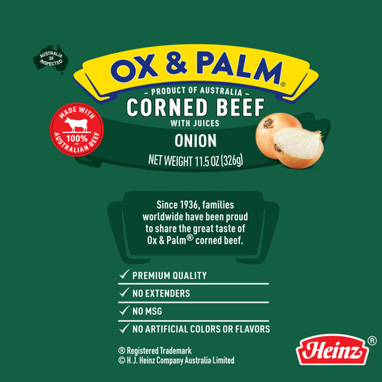 Ox & Palm Corned Beef Onion Flavor 11.5 oz (Pack of 6, 12 or 24) - Polar