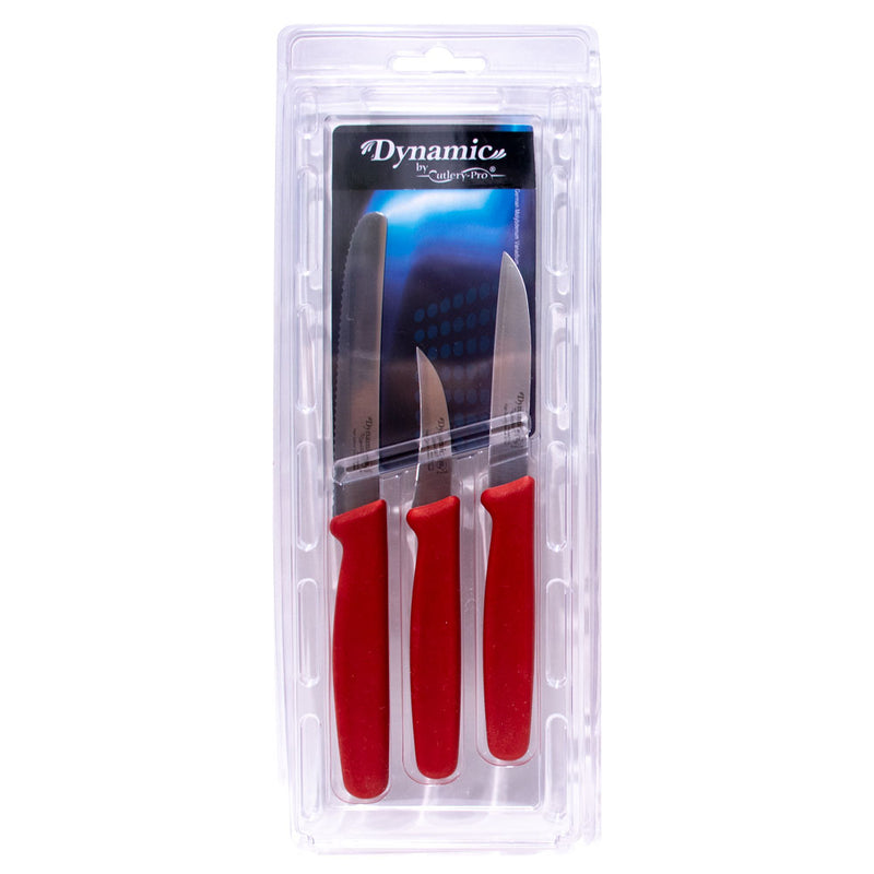 Load image into Gallery viewer, Dynamic by Cutlery-Pro 3 Piece Paring Starter Set in Red - MWPolar
