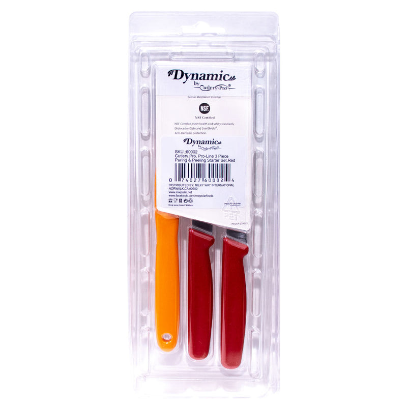 Load image into Gallery viewer, Dynamic by Cutlery-Pro 3 Piece Paring &amp; Peeling Starter Set in Red - MWPolar
