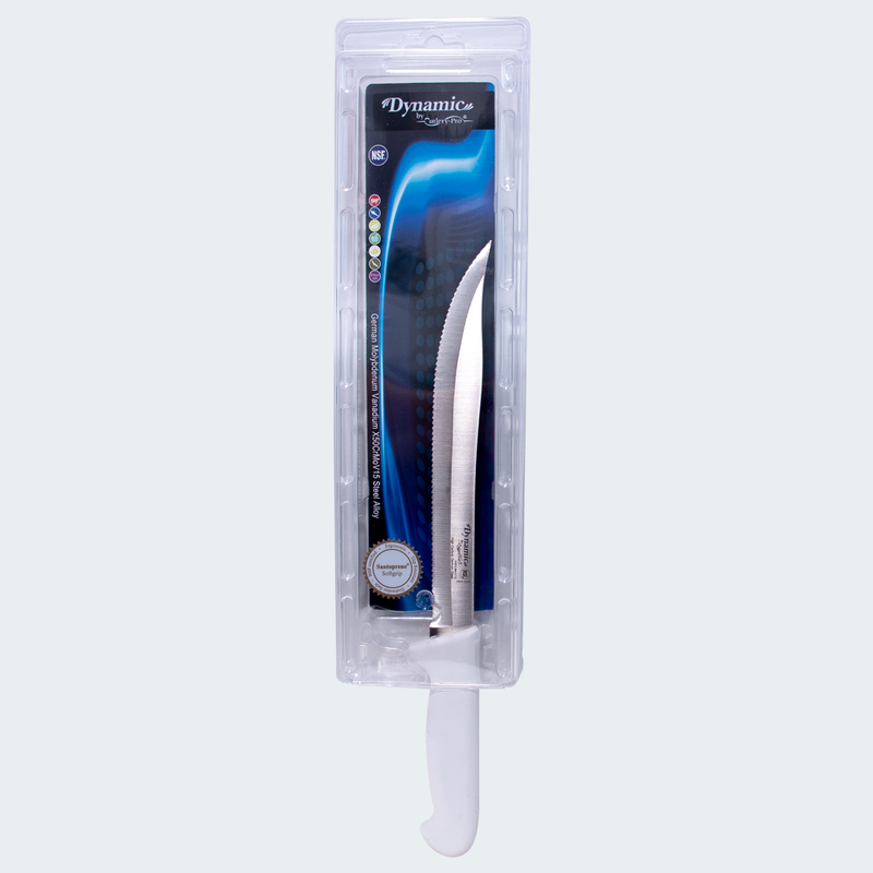 Load image into Gallery viewer, Dynamic Pro-Grip,  Santoprene, 9" Utility Slicer, Serrated knife, White - MWPolar

