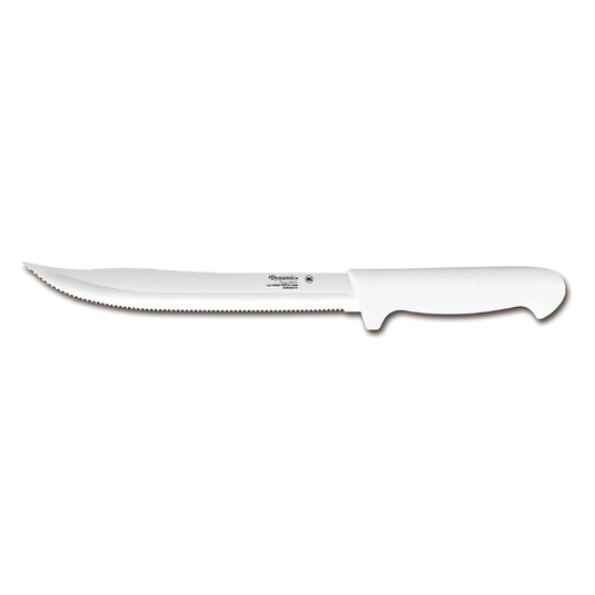 Dynamic Pro-Grip,  Santoprene, 9" Utility Slicer, Serrated knife, White - MWPolar