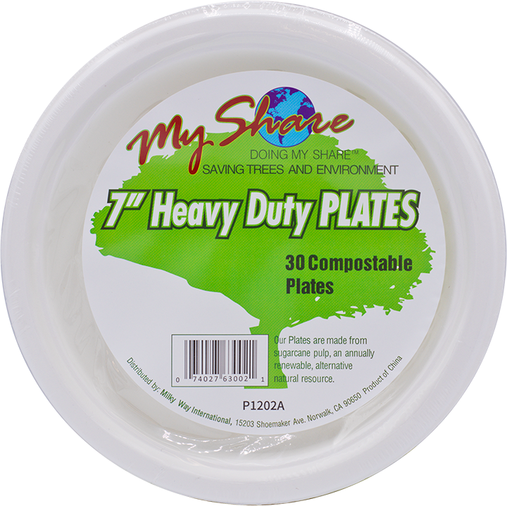 Load image into Gallery viewer, My Share Biodegradable 7&quot; Plates, Heavy Duty, 30 Count (Pack of 4 or 12) - MWPolar
