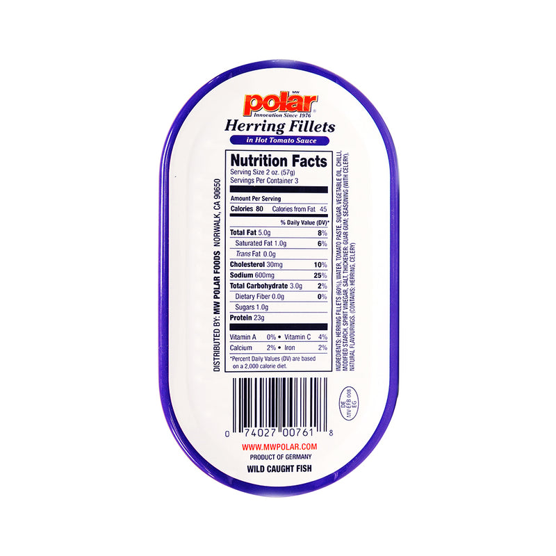 Load image into Gallery viewer, Polar Herring in Hot Tomato Sauce 6oz (Pack of 14) - MWPolar
