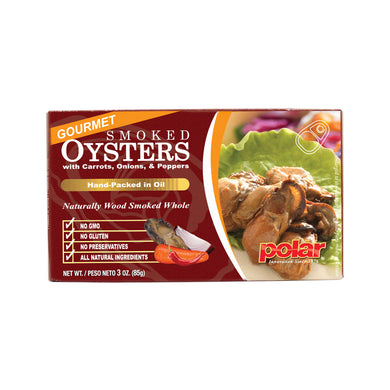 Gourmet Smoked Oysters with Vegetables 3.53 oz (Pack of 12 or 24) - MWPolar