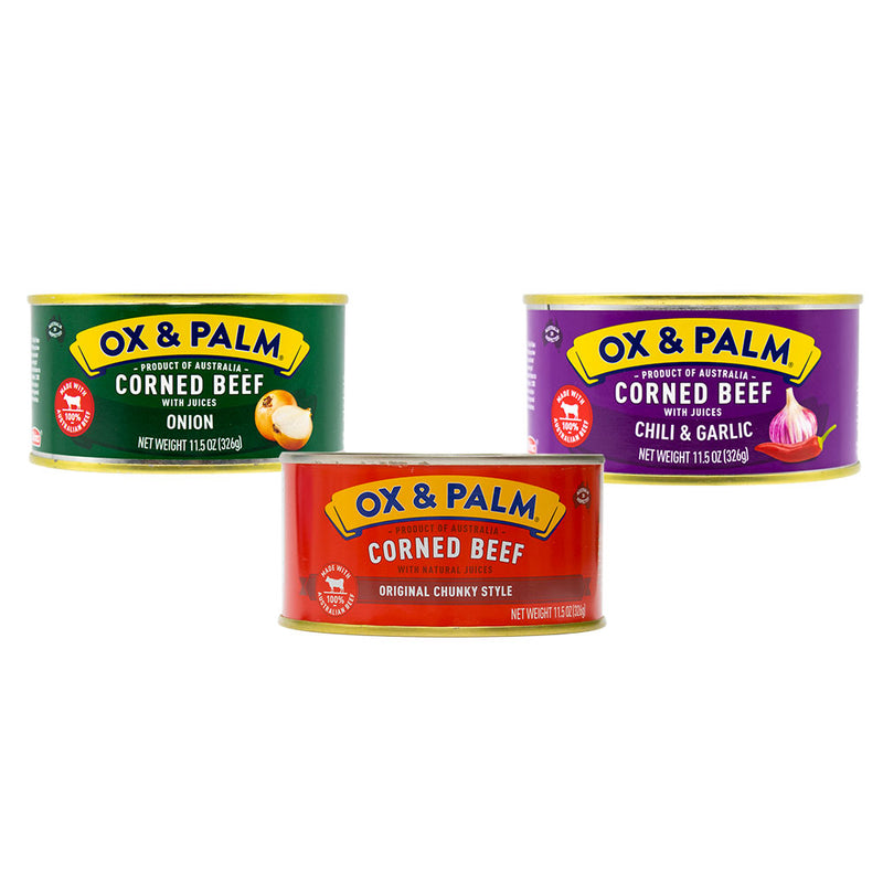 Load image into Gallery viewer, Ox &amp; Palm Corned Beef 11.5oz Variety Pack (Pack of 12) - MWPolar
